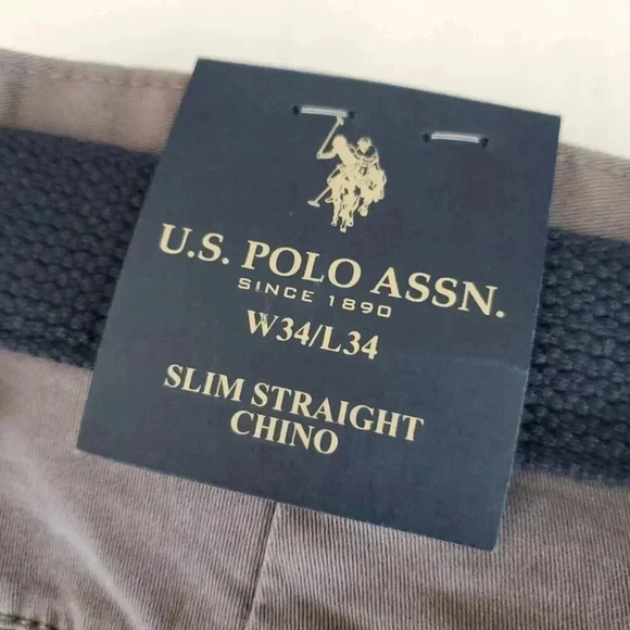 US Polo Assn Slim Straight Active Stretch Men's Chino Pants W34 x L34 Brown - Picture 5 of 7